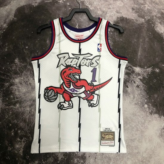 Maillot de Basket #1 Mcgrady Raptors Vintage Blanc Imprimé